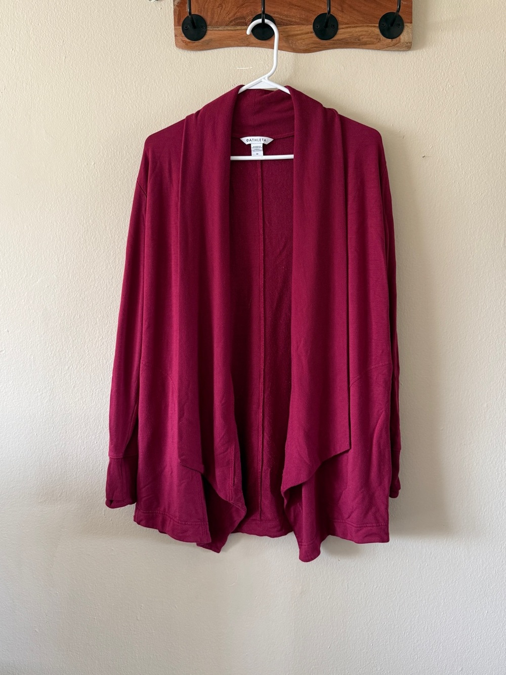 Athleta Pranayama Restore Wrap Berry Open Front Shawl Draped Cardigan Size M